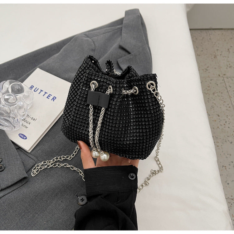 Glimmer Glam Crossbody Rhinestone Bucket Bag
