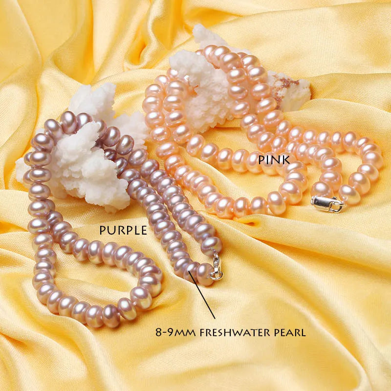 Trendy Semi-Round Natural Pearl Necklace Women
