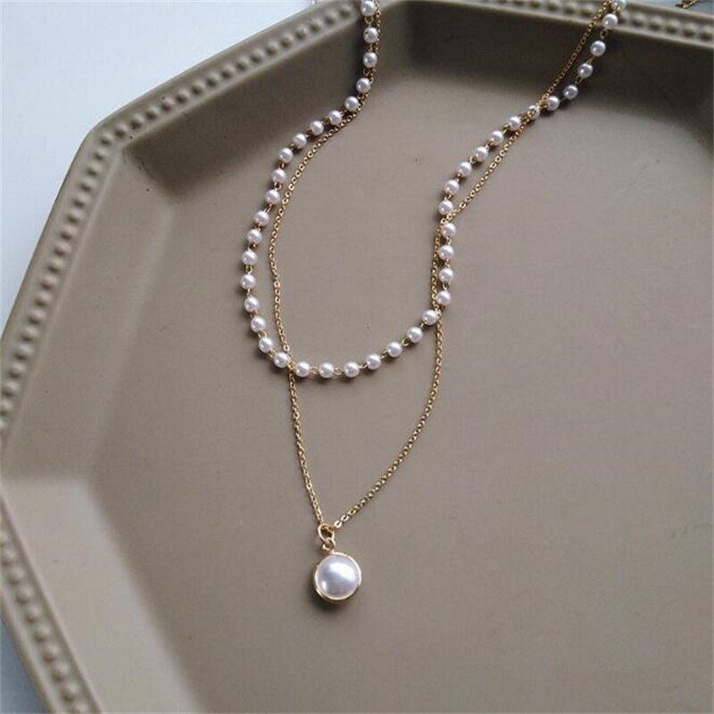 Double Layered Pearl Choker Necklace