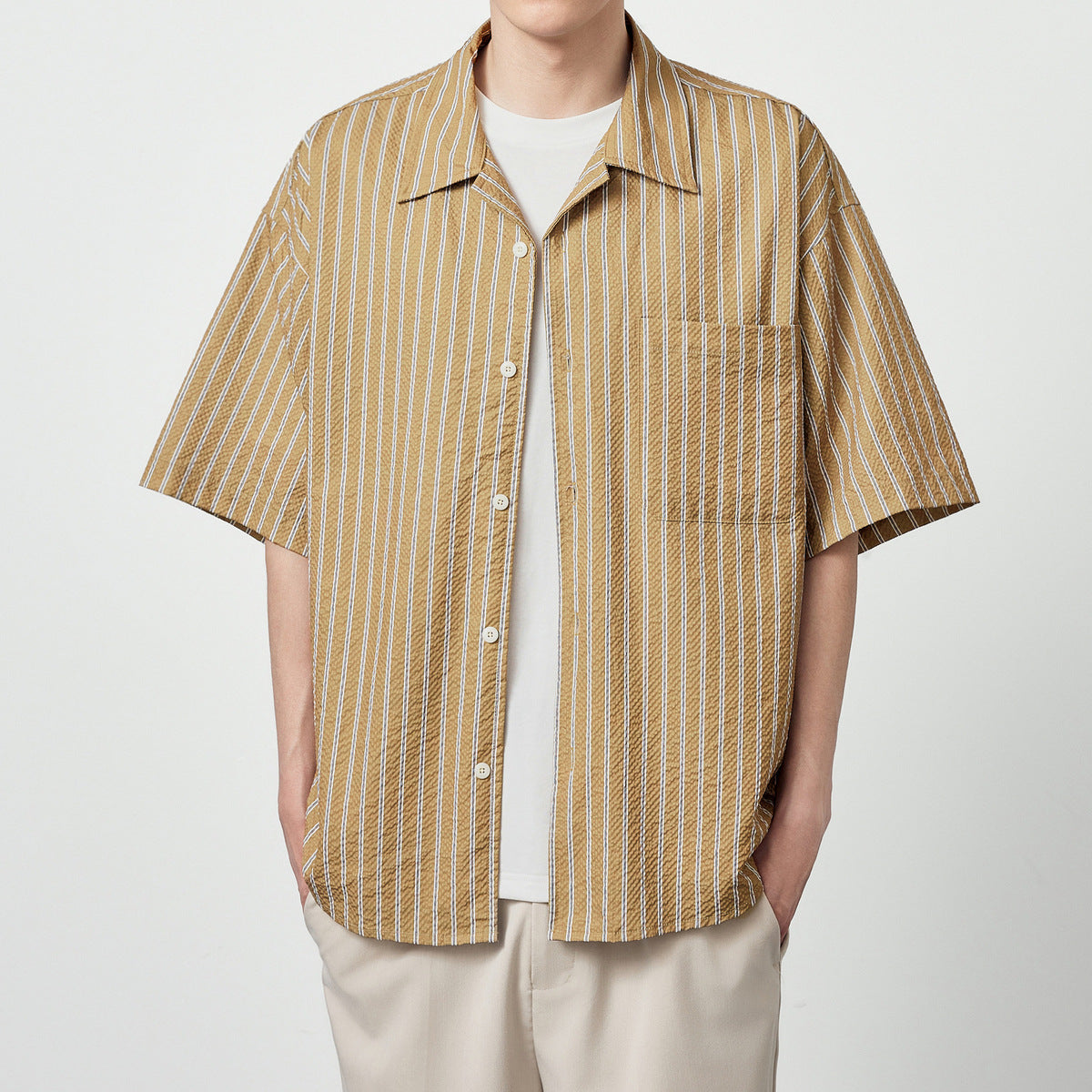 Seersucker Short-sleeved Striped Tee