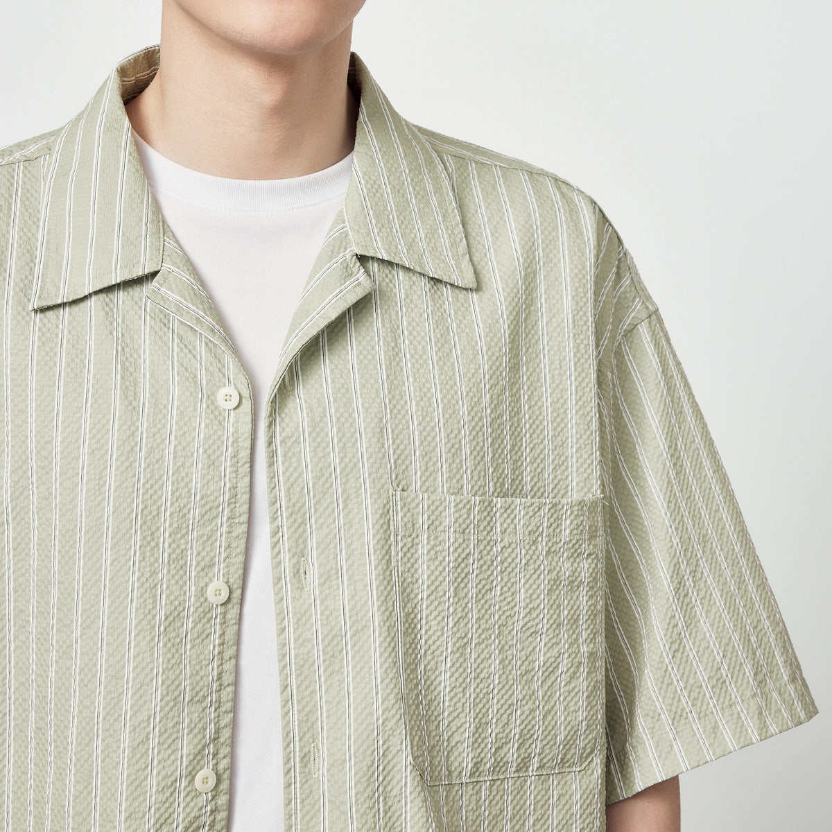 Seersucker Short-sleeved Striped Tee