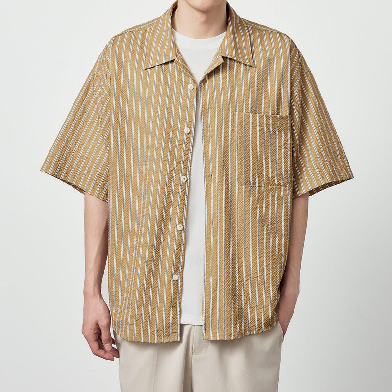Seersucker Short-sleeved Striped Tee