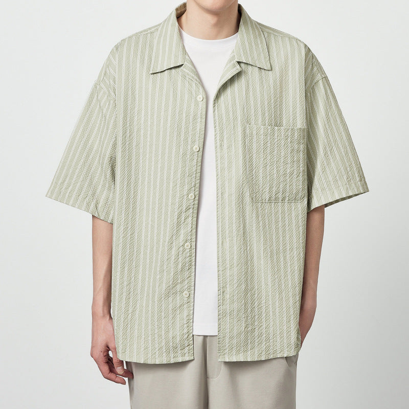 Seersucker Short-sleeved Striped Tee