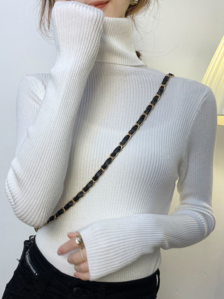 Long Sleeve Pullover Turtleneck Sweater Women