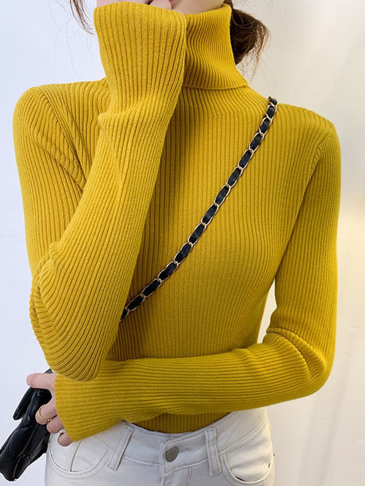 Long Sleeve Pullover Turtleneck Sweater Women