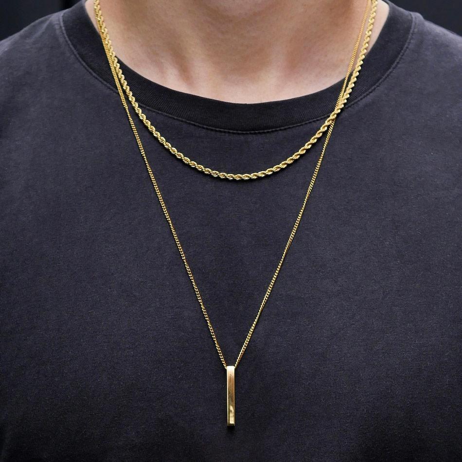 Stainless Steel Vertical Pendant Necklace for Men