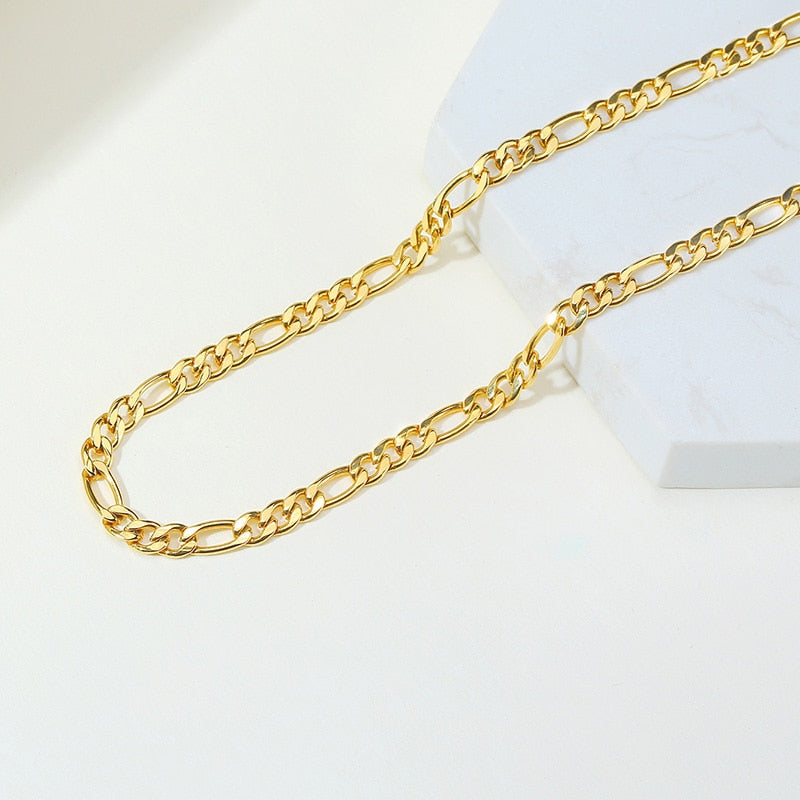 Gold Plating & Silver Stainless Steel Chain Necklace