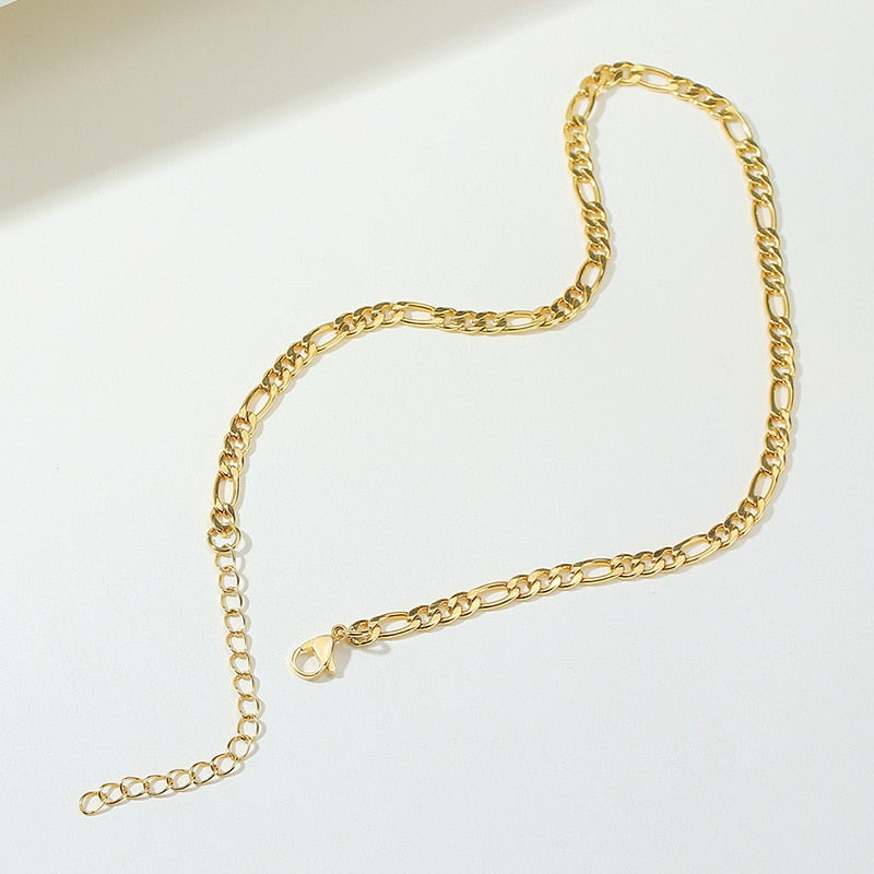 Gold Plating & Silver Stainless Steel Chain Necklace