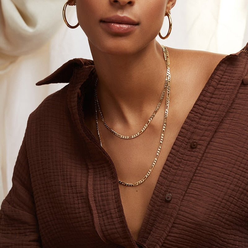 Gold Plating & Silver Stainless Steel Chain Necklace