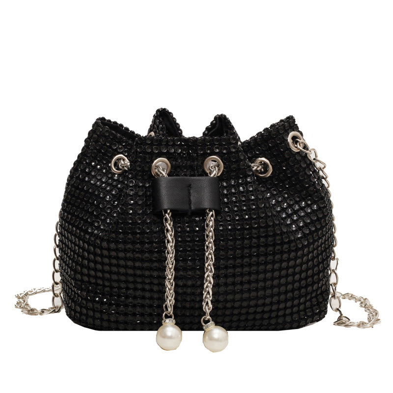 Glimmer Glam Crossbody Rhinestone Bucket Bag