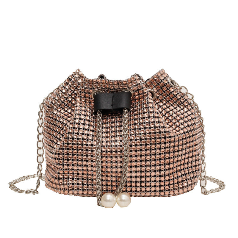 Glimmer Glam Crossbody Rhinestone Bucket Bag