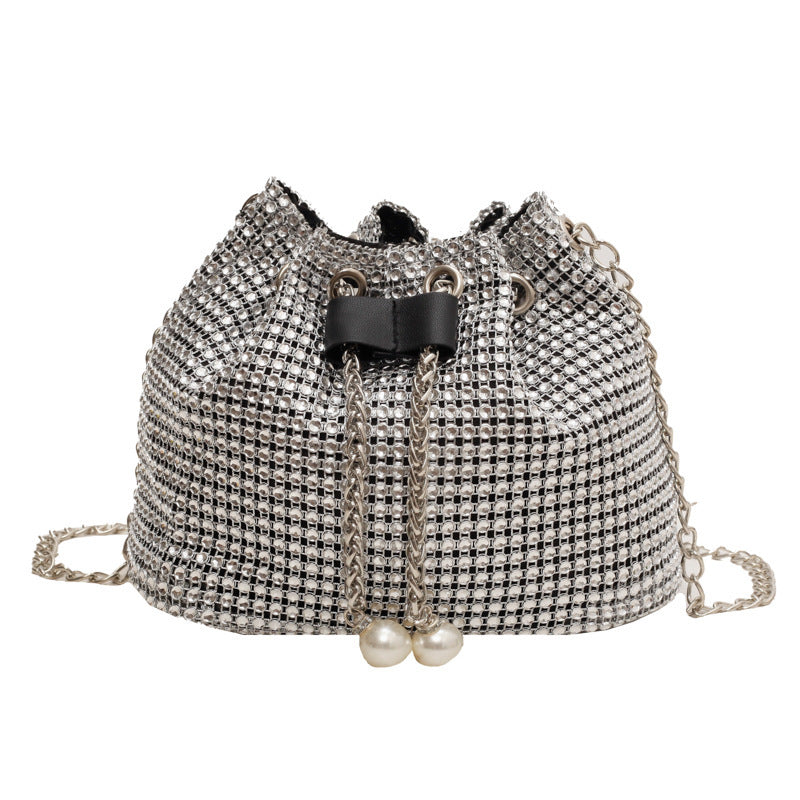 Glimmer Glam Crossbody Rhinestone Bucket Bag