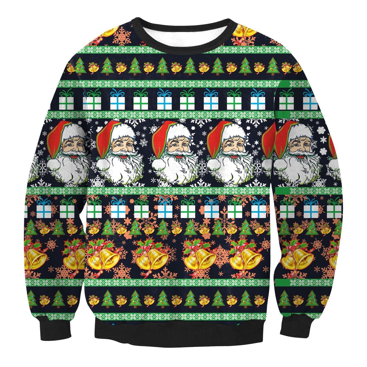 Ugly Christmas Sweaters Santa Elf Funny Pullover Print Sweaters