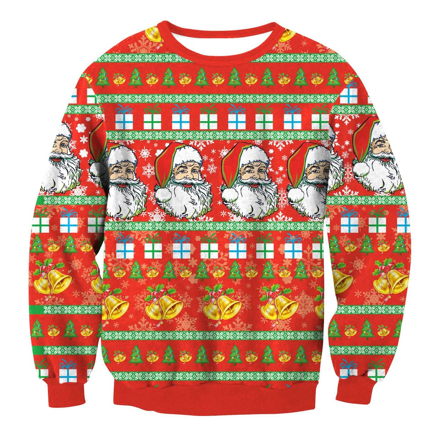 Ugly Christmas Sweaters Santa Elf Funny Pullover Print Sweaters