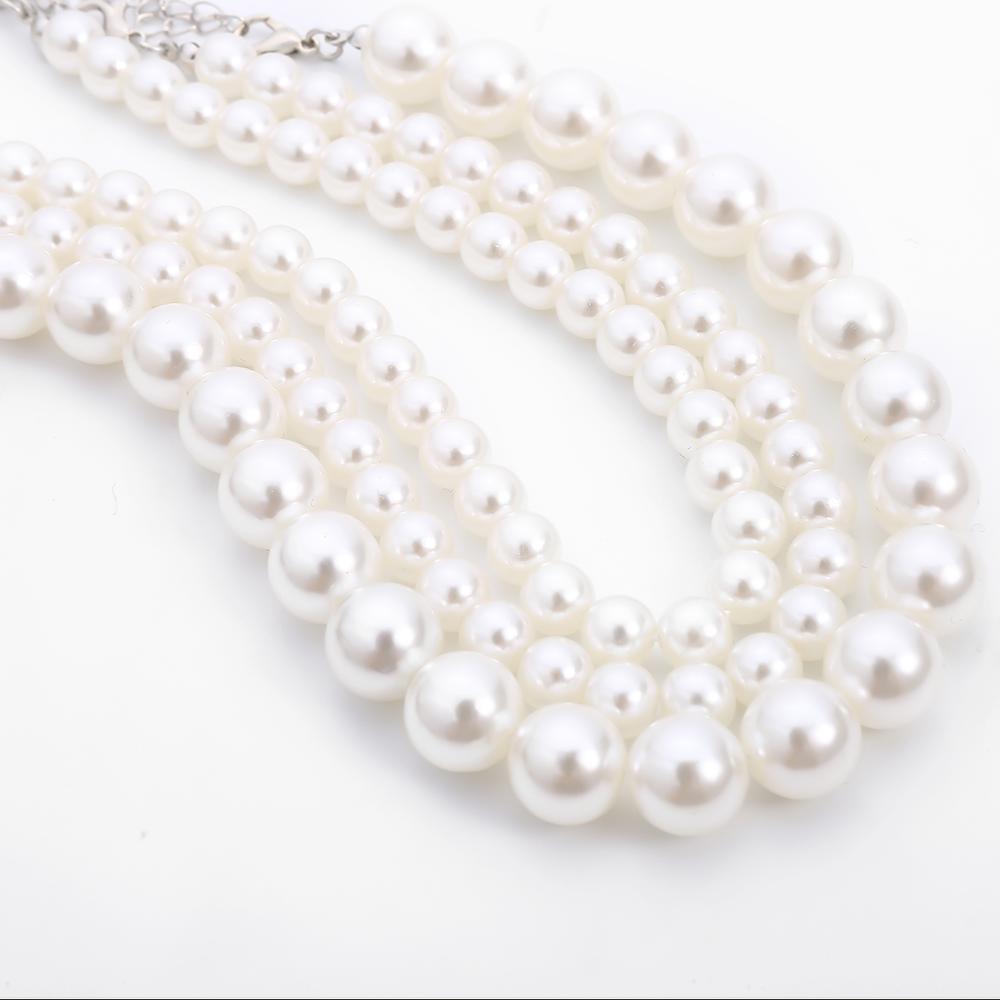 Multi-Layered Pearl Beads Choker Style Necklace