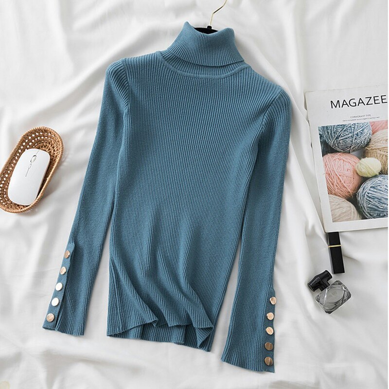 Pullover Sweater with Long Sleeve Buttons