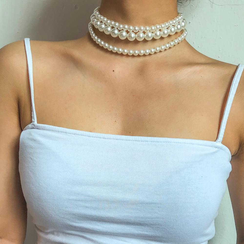 Multi-Layered Pearl Beads Choker Style Necklace