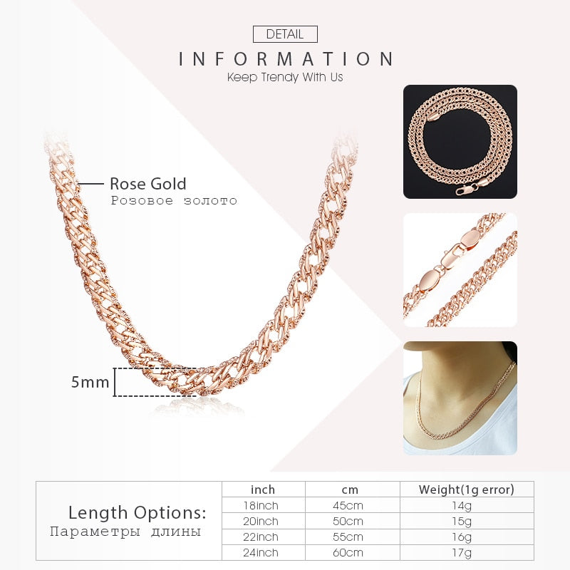 Trendy Rose Gold Necklace for Women & Men