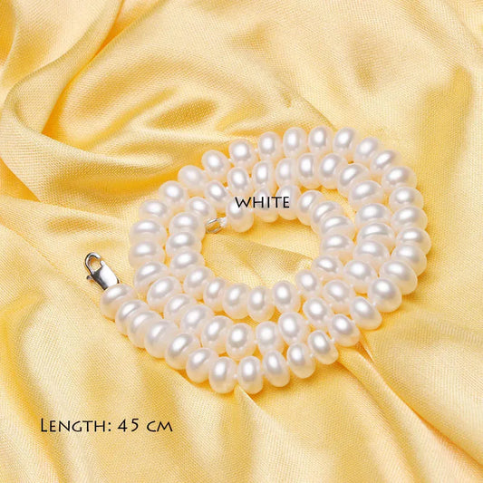 Trendy Semi-Round Natural Pearl Necklace Women