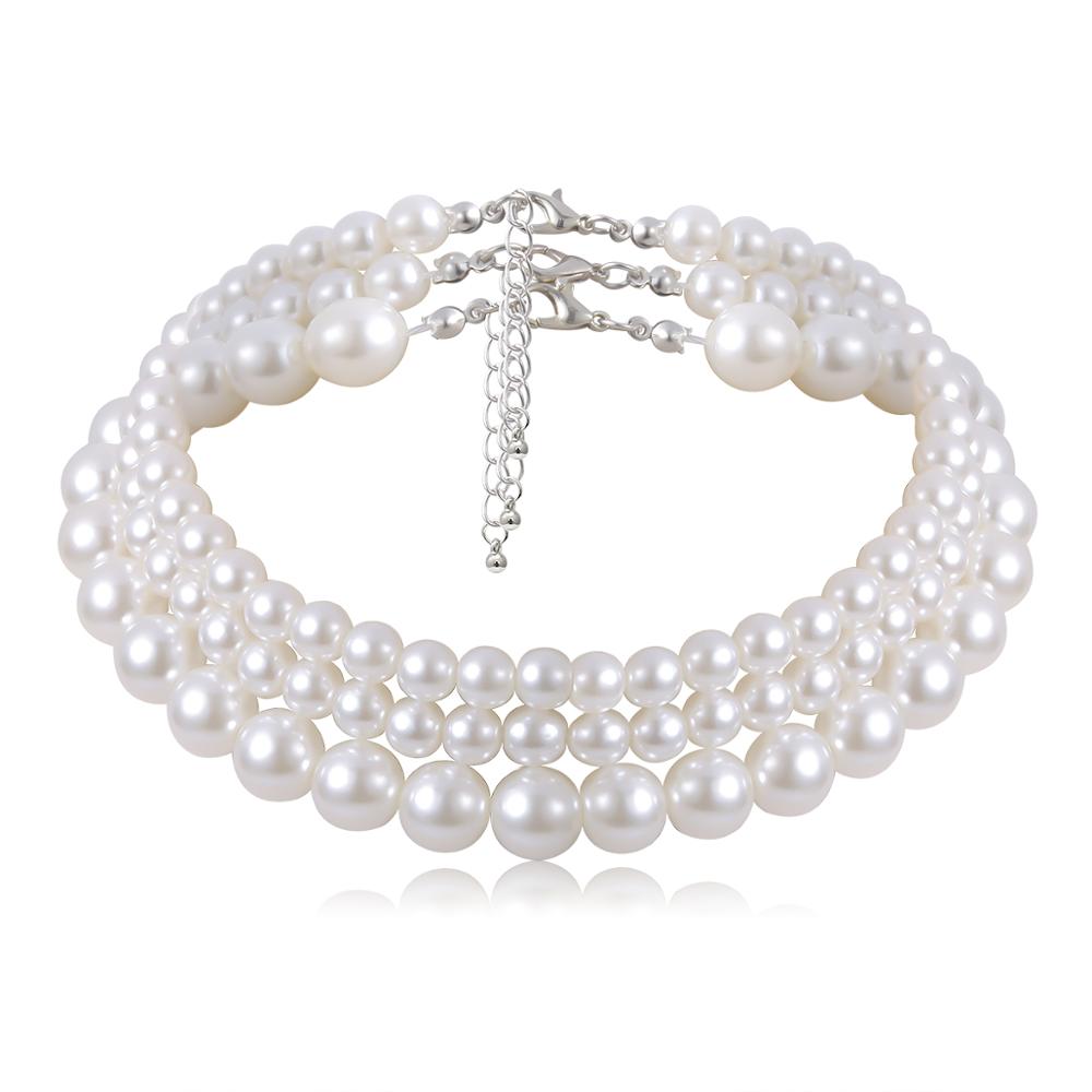 Multi-Layered Pearl Beads Choker Style Necklace