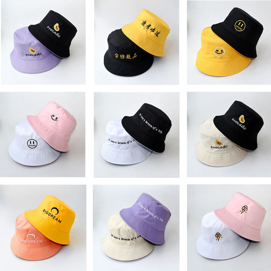 Cute Embroidered Double-sided Bucket Hat