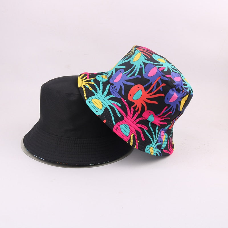 Cute Embroidered Double-sided Bucket Hat