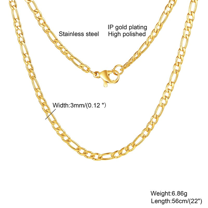 Gold Plating & Silver Stainless Steel Chain Necklace