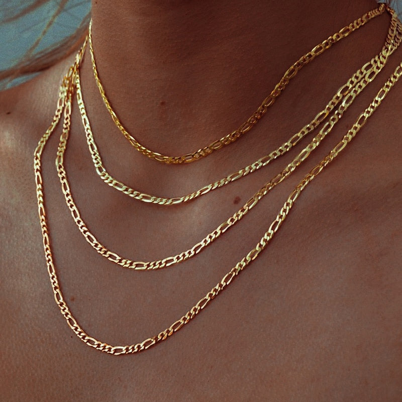 Gold Plating & Silver Stainless Steel Chain Necklace