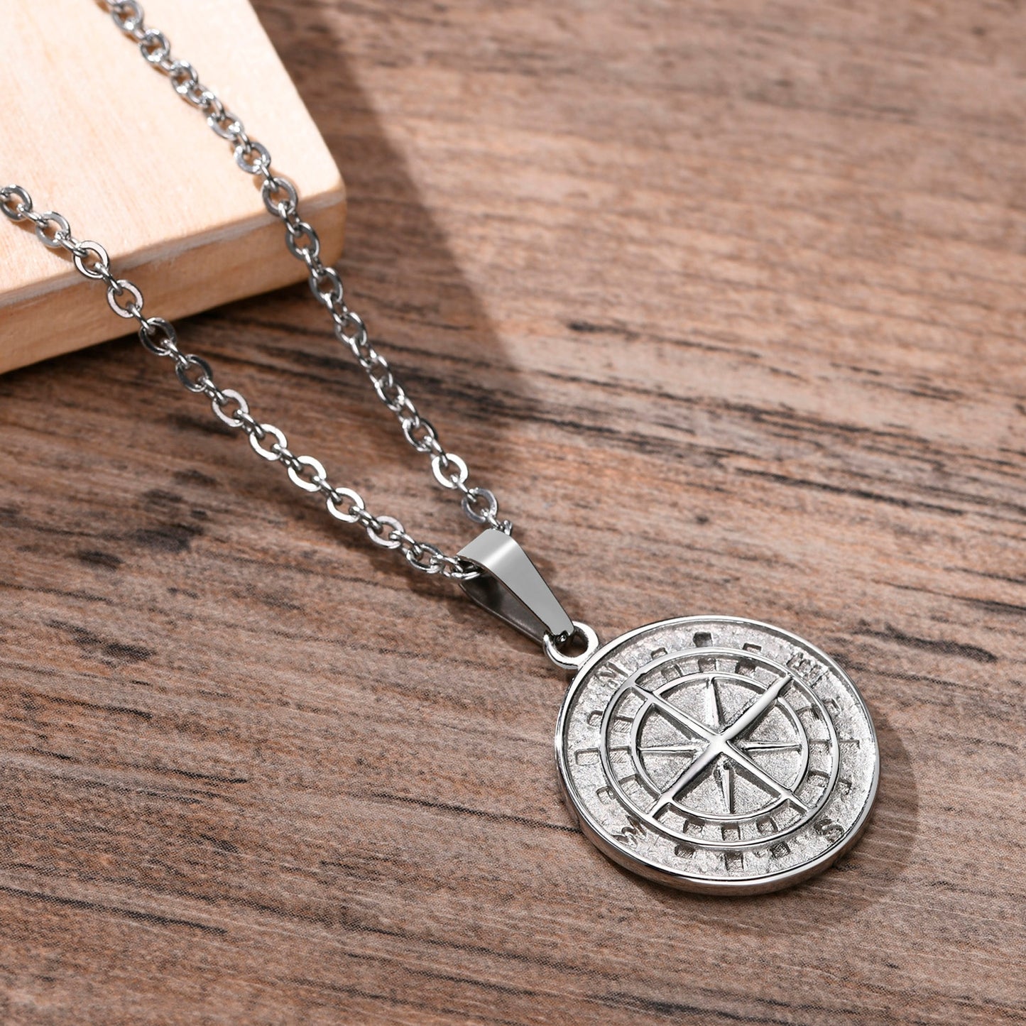 Stylish Compass Pendant Layered Necklace for Men & Women