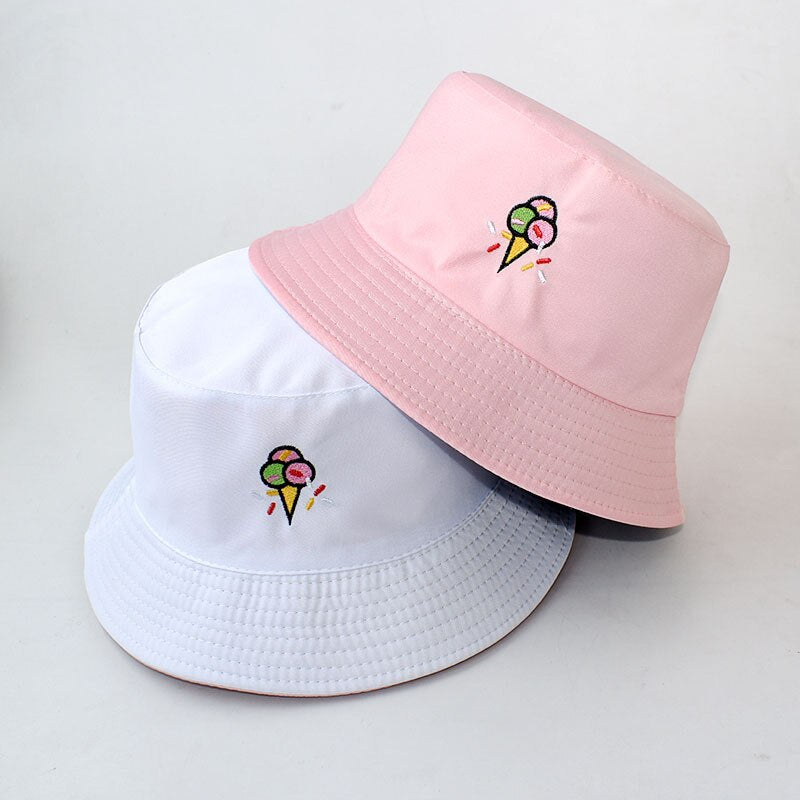 Cute Embroidered Double-sided Bucket Hat