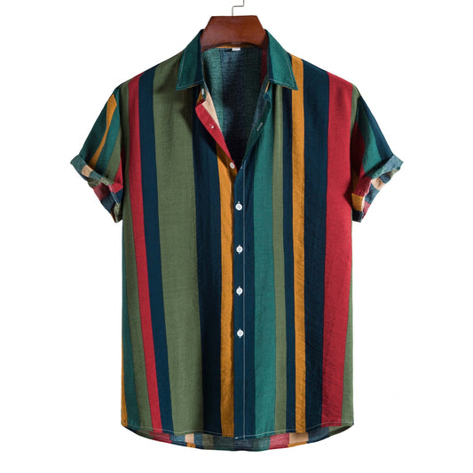 Men's Casual Striped Short Sleeve