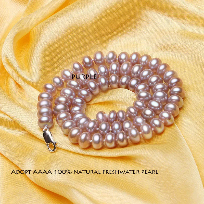 Trendy Semi-Round Natural Pearl Necklace Women